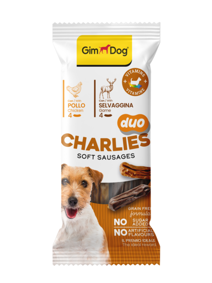 Snacks > CHARLIES DUO SOFT SAUSAGES CHICKEN & GAME 60GR | GIMBORN