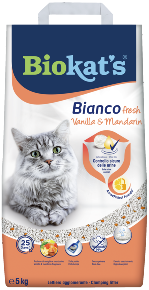 Lettiere agglomeranti > biokat's BIANCO FRESH VANIGLIA&MANDARINO 5KG | GIMBORN