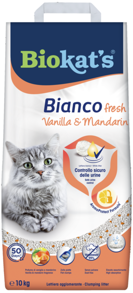 Lettiere agglomeranti > biokat's BIANCO FRESH VANIGLIA&MANDARINO 10KG | GIMBORN